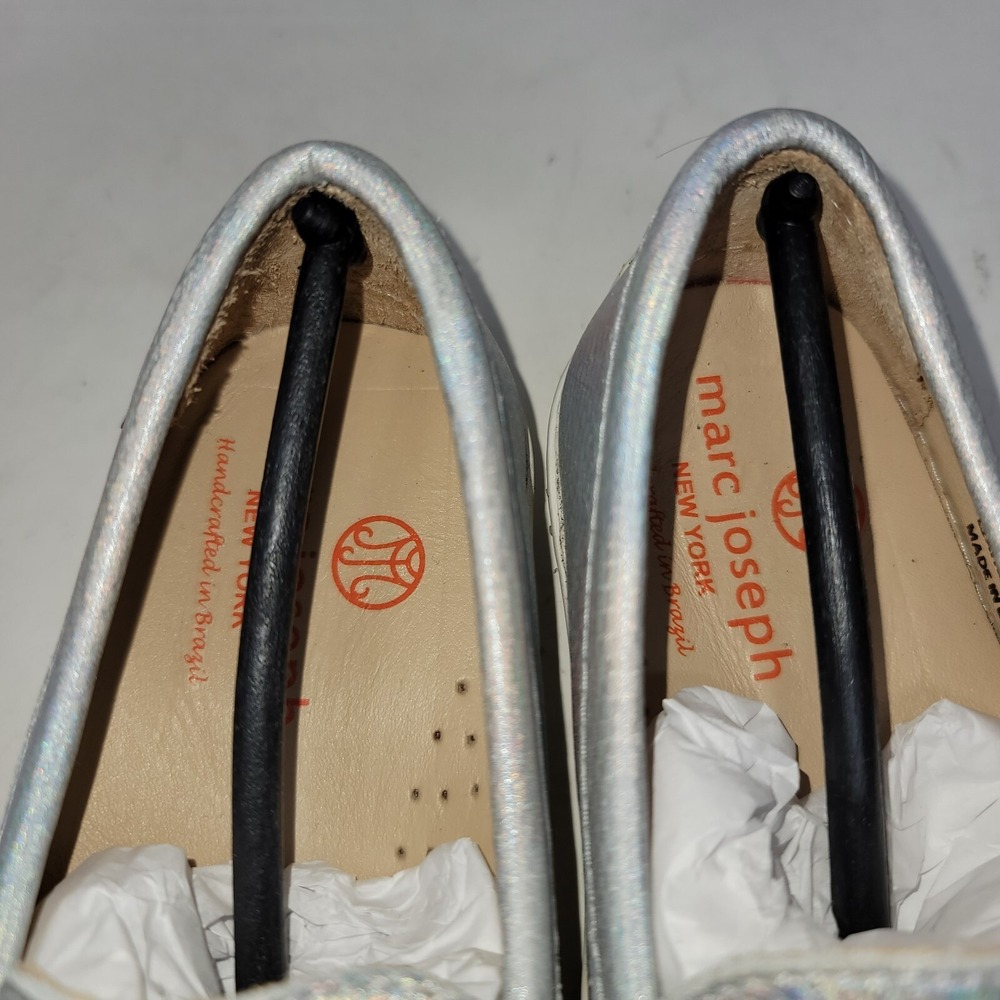 MARC JOSEPH NEW YORK Unisex Boys/Girls Leather Loafers Silver White Size 11.5 M - Picture 5 of 11